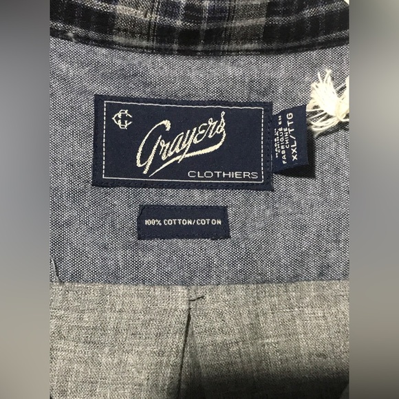 Grayers Clothiers Heritage Flannel Shirt Mens XXL Blue Gray Plaid Button Up NWT - Picture 4 of 12